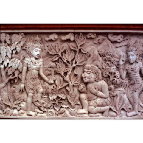 Indonesia, Bali Temple stone carvings Gold Ornate Wood Framed Art Print with Double Matting by Satushek, Steve