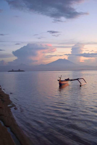 Indonesia, Bali Sunrise over Sanur Beach White Modern Wood Framed Art Print with Double Matting by Shimlock, Jones