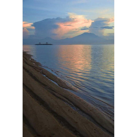 Indonesia, Bali Sanur Beach with Mt Gunung Agung White Modern Wood Framed Art Print by Shimlock, Jones