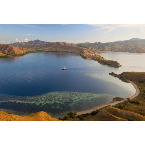 Schooner in harbor, Komodo NP, Indonesia Black Modern Wood Framed Art Print with Double Matting by Shimlock, Jones