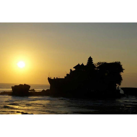 Indonesia,Tabanan Tanah Lot temple at sunset Black Modern Wood Framed Art Print by Shimlock, Jones