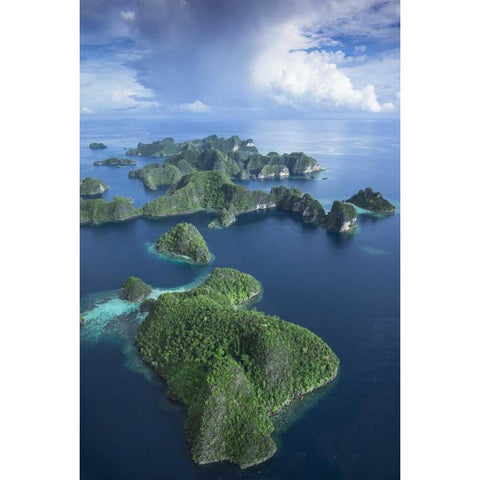 Indonesia, West Papua Aerial of Raja Ampat Gold Ornate Wood Framed Art Print with Double Matting by Shimlock, Jones
