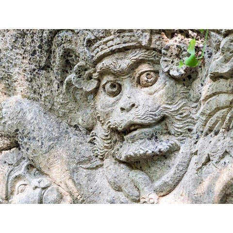Indonesia-Bali-Ubud-Statue in Pura Tirta Empul temple White Modern Wood Framed Art Print by Eggers, Terry