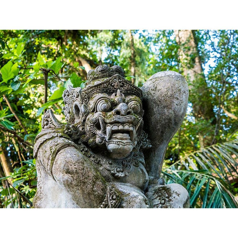 Indonesia-Bali-Ubud-Statue in Pura Tirta Empul temple Black Modern Wood Framed Art Print by Eggers, Terry