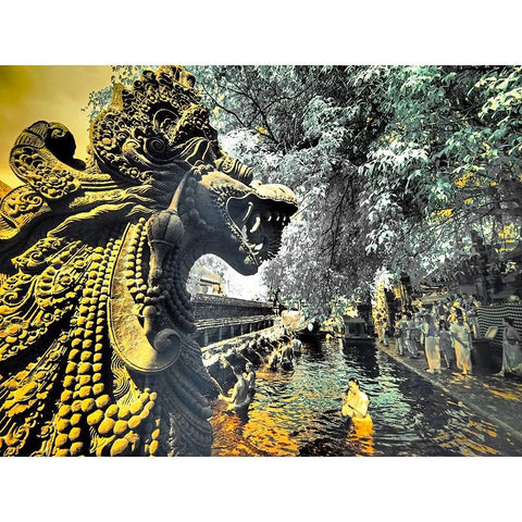 Indonesia-Bali-Ubud-Pura Tirta Empul Temple-bath in Tampaksiring sacred spring Gold Ornate Wood Framed Art Print with Double Matting by Eggers, Terry