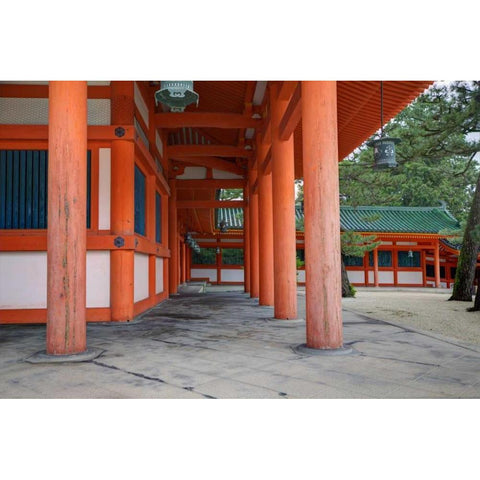 Japan, Kyoto, Heian Jingu Shrine, Shinto shrine White Modern Wood Framed Art Print by Flaherty, Dennis