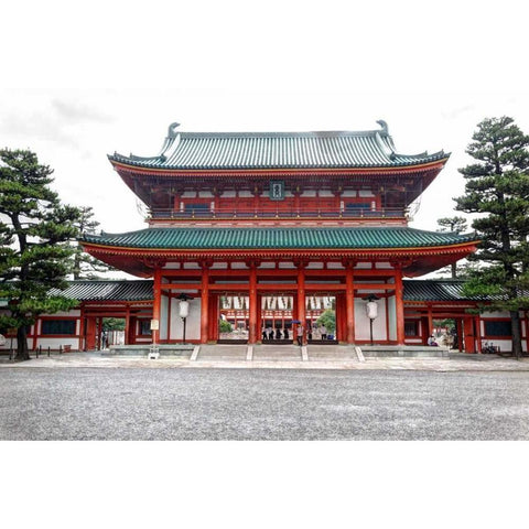 Japan, Kyoto, Heian Jingu Shrine, Shinto shrine White Modern Wood Framed Art Print by Flaherty, Dennis