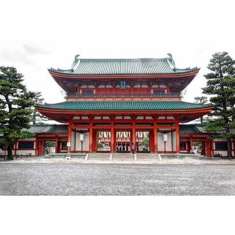 Japan, Kyoto, Heian Jingu Shrine, Shinto shrine Gold Ornate Wood Framed Art Print with Double Matting by Flaherty, Dennis