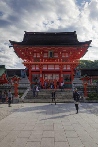 Japan, Kyoto Fushimi-Inari-Taisha Shrine White Modern Wood Framed Art Print with Double Matting by Flaherty, Dennis