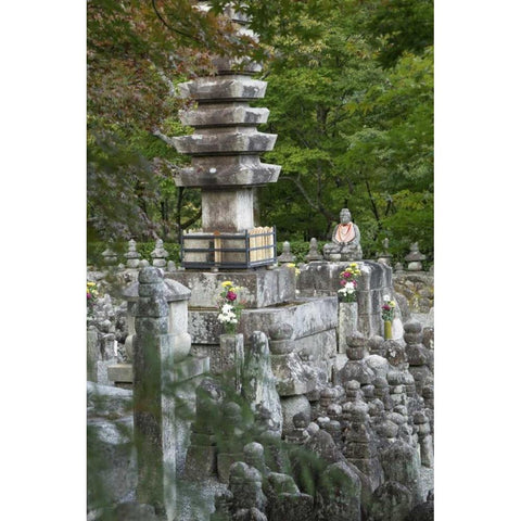 Japan, Kyoto Thousands of Buddhist statuettes Black Modern Wood Framed Art Print with Double Matting by Flaherty, Dennis