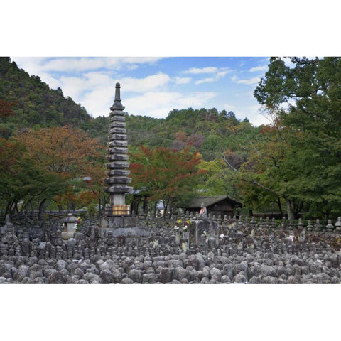 Japan, Kyoto Thousands of Buddhist statuettes White Modern Wood Framed Art Print by Flaherty, Dennis