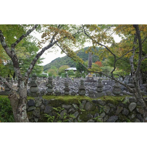 Japan, Kyoto Thousands of Buddhist statuettes White Modern Wood Framed Art Print by Flaherty, Dennis