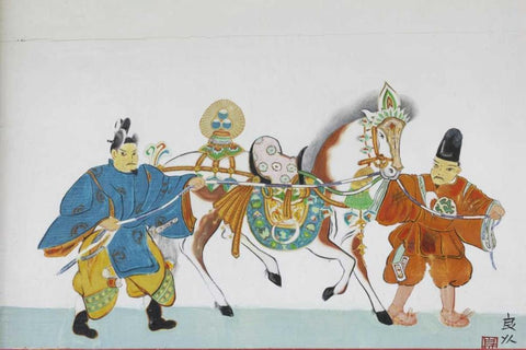 Japan, Nara, Heguri-cho Art in Byo-Do-Ji Kasuga Black Ornate Wood Framed Art Print with Double Matting by Flaherty, Dennis