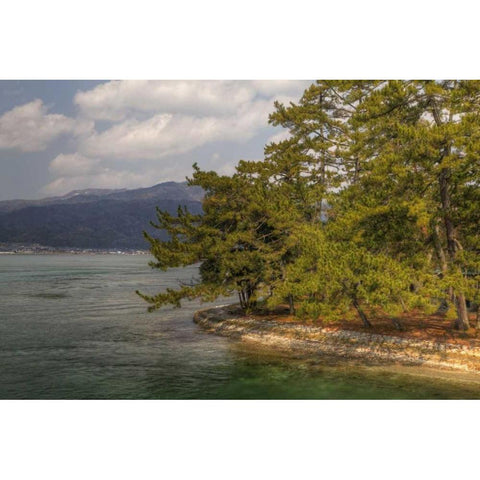 Japan Amanohashidate in Kyoto Prefecture Black Modern Wood Framed Art Print with Double Matting by Flaherty, Dennis