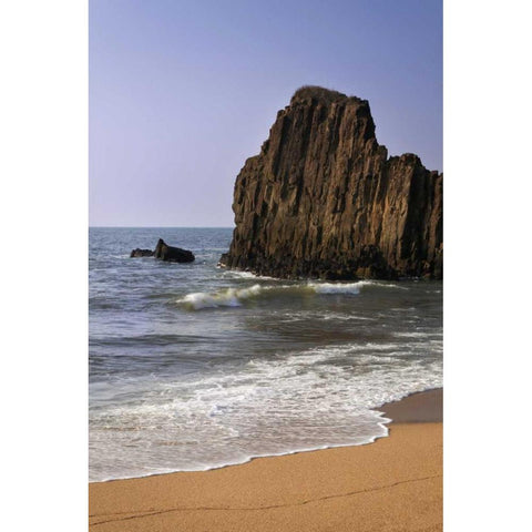 Japan, Kyoto Tateiwa Rock and ocean beach Black Modern Wood Framed Art Print with Double Matting by Flaherty, Dennis