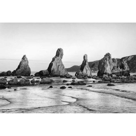 Japan, Kushimoto Hashigui-iwa Rocks on the shore Black Modern Wood Framed Art Print with Double Matting by Flaherty, Dennis