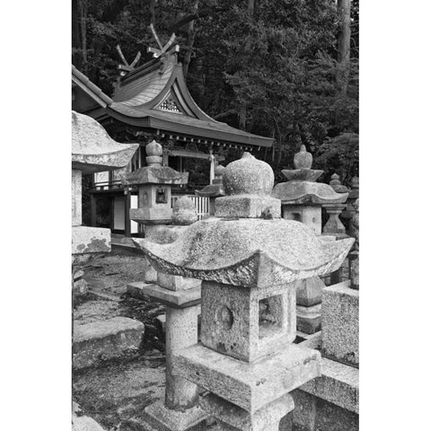 Japan, Heguri-cho Byo-Do-Ji Kasuga Shrine Black Modern Wood Framed Art Print with Double Matting by Flaherty, Dennis