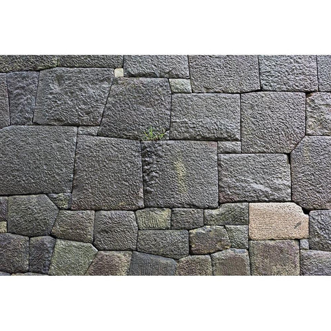 Stone wall of the Royal Palace-Tokyo-Japan Black Modern Wood Framed Art Print by Su, Keren