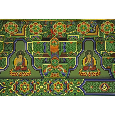 South Korea, Taegu Mural at a Buddhist Temple Gold Ornate Wood Framed Art Print with Double Matting by Flaherty, Dennis