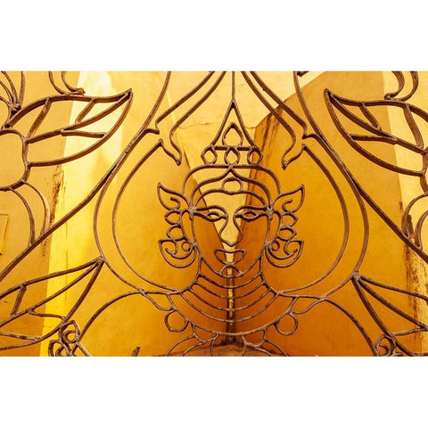 Architectural detail at Pha That Luang-Great Stupa in Lao-Vientiane-Capital of Laos-Southeast Asia Gold Ornate Wood Framed Art Print with Double Matting by Haseltine, Tom