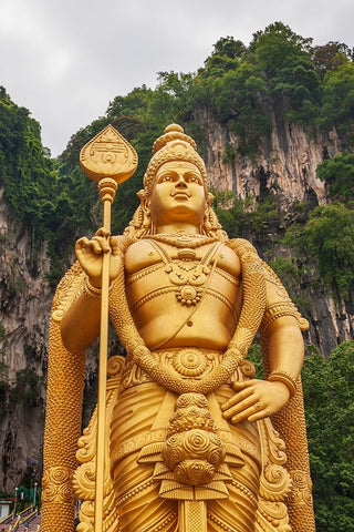 Kuala Lumpur- West Malaysia. Batu caves. The worlds tallest statue of Murugan- a Hindu deity Black Ornate Wood Framed Art Print with Double Matting by Haseltine, Tom