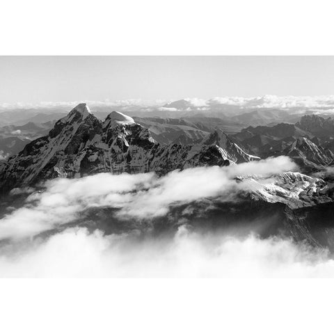 Gauri Shankar-7134m-in the Himalayas above the clouds-Nepal Black Modern Wood Framed Art Print with Double Matting by Su, Keren