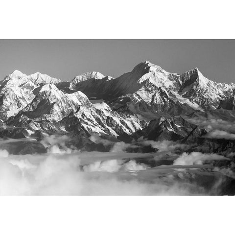 Mount Everest-8848m-in the Himalayas above the clouds-Nepal White Modern Wood Framed Art Print by Su, Keren