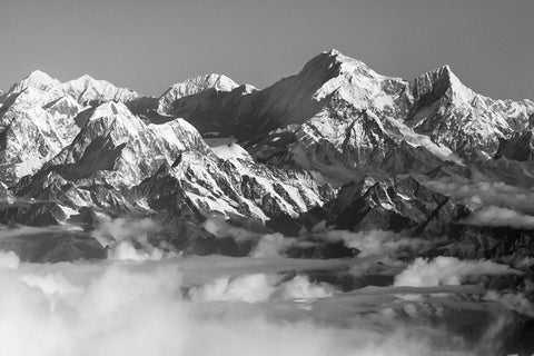 Mount Everest-8848m-in the Himalayas above the clouds-Nepal Black Ornate Wood Framed Art Print with Double Matting by Su, Keren