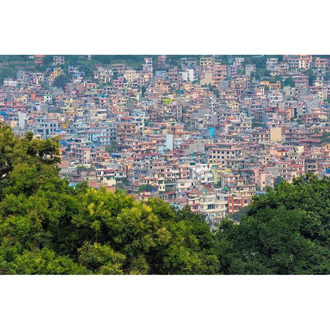 Cityscape of Kathmandu in Kathmandu Valley-Nepal Gold Ornate Wood Framed Art Print with Double Matting by Su, Keren