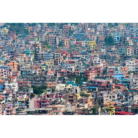 Cityscape of Kathmandu-Nepal Black Modern Wood Framed Art Print by Su, Keren