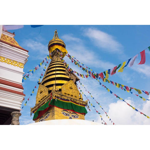 Stupa of Swayambhunath-Kathmandu-Nepal Gold Ornate Wood Framed Art Print with Double Matting by Su, Keren