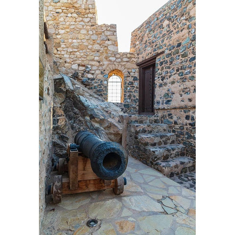Middle East-Arabian Peninsula-Oman-Muscat-Muttrah-Ancient cannon at Muttrah Fort Gold Ornate Wood Framed Art Print with Double Matting by Wilson, Emily M.