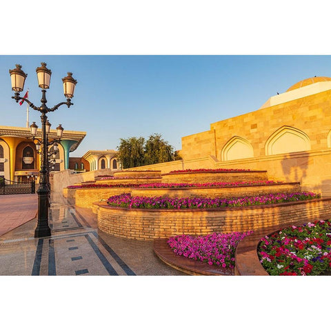 Middle East-Arabian Peninsula-Oman-Muscat-Al Alam Palace in Muscat White Modern Wood Framed Art Print by Wilson, Emily M.