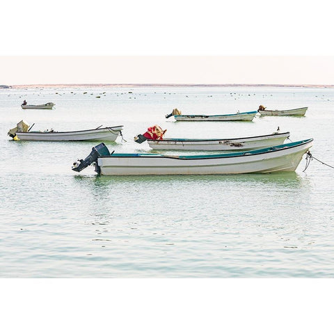 Middle East-Arabian Peninsula-Al Wusta-Mahout-Fishing boats on the Arabian Sea in Oman White Modern Wood Framed Art Print by Wilson, Emily M.