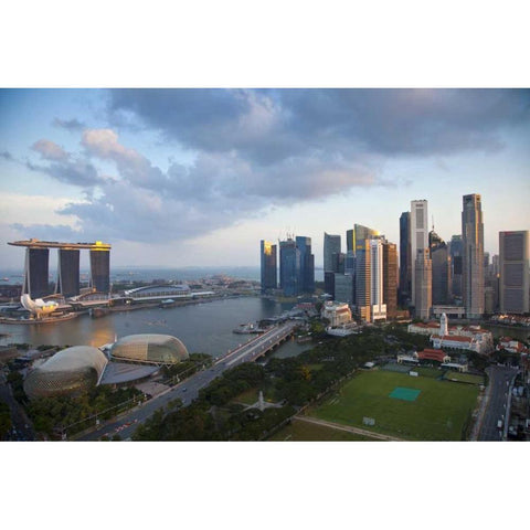 Singapore Downtown overview Gold Ornate Wood Framed Art Print with Double Matting by Zuckerman, Jim