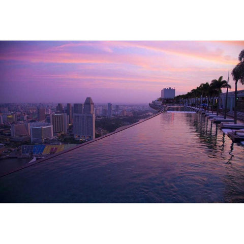 Singapore Swimming pool at sunrise Black Modern Wood Framed Art Print with Double Matting by Zuckerman, Jim