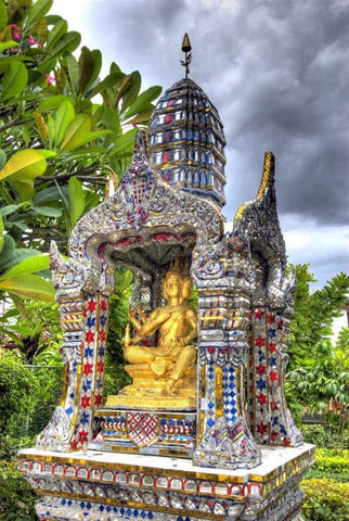 Ornate Wat Bangkungthien Kang, Bangkok, Thailand Black Ornate Wood Framed Art Print with Double Matting by Shimlock, Jones