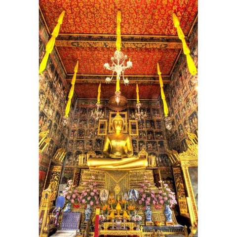 Thailand, Bangkok, Wat Ratcha Orasaram shrine White Modern Wood Framed Art Print by Shimlock, Jones