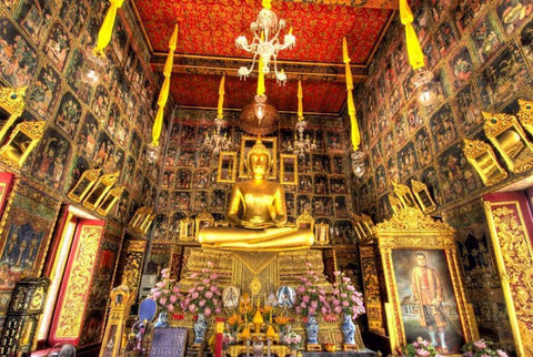 Wat Ratcha-orot, Bangkok, Thailand White Modern Wood Framed Art Print with Double Matting by Shimlock, Jones