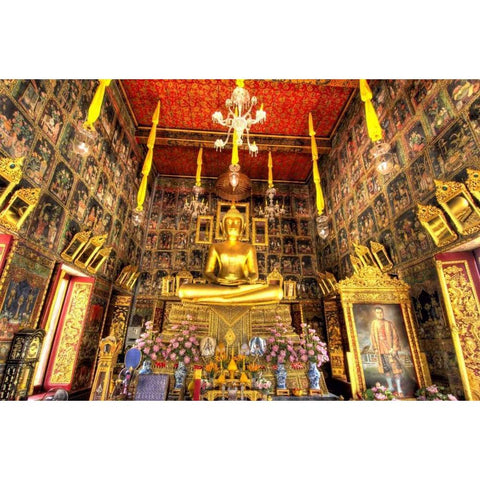 Wat Ratcha-orot, Bangkok, Thailand White Modern Wood Framed Art Print by Shimlock, Jones