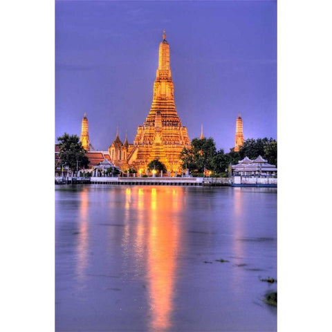 Wat Arun Buddhist temple, Bangkok, Thailand White Modern Wood Framed Art Print by Shimlock, Jones