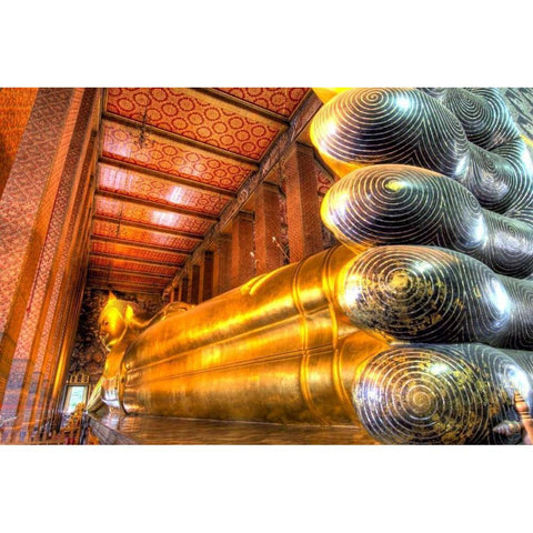 Reclining Buddha, Wat Pho, Bangkok, Thailand Black Modern Wood Framed Art Print with Double Matting by Shimlock, Jones