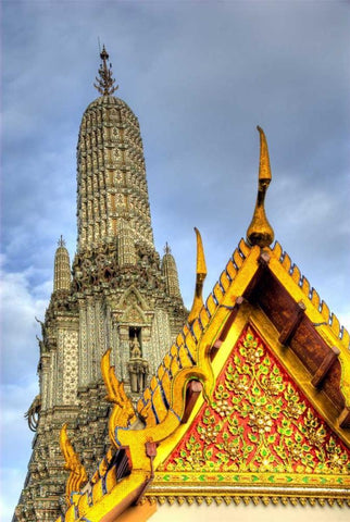 Thailand, Bangkok, Wat Arun Buddhist temple White Modern Wood Framed Art Print with Double Matting by Shimlock, Jones