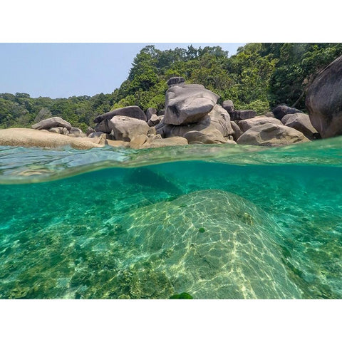 The clear water and rocks of Ko Miang island Black Modern Wood Framed Art Print with Double Matting by Pitamitz, Sergio
