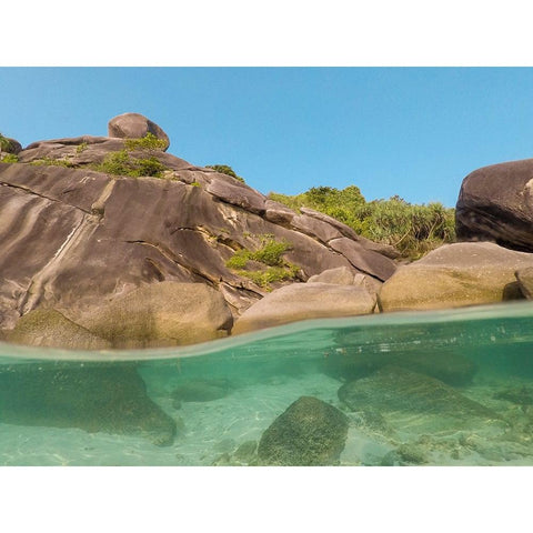 The clear water and rocks of Ko Miang island Black Modern Wood Framed Art Print by Pitamitz, Sergio