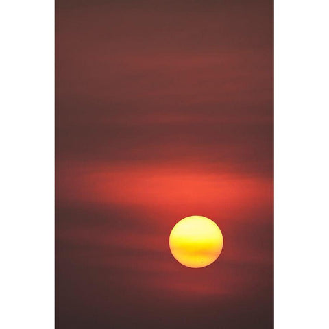 Thailand-Bangkok Sunset in a hazy sky White Modern Wood Framed Art Print by Haseltine, Tom