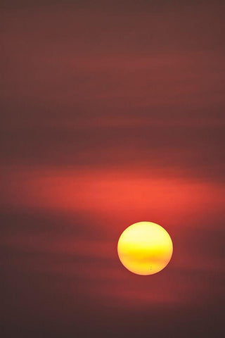 Thailand-Bangkok Sunset in a hazy sky White Modern Wood Framed Art Print with Double Matting by Haseltine, Tom
