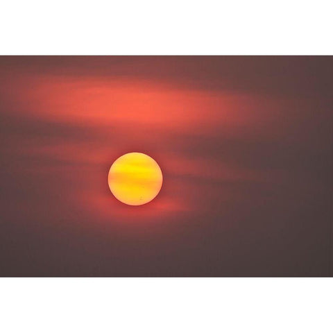 Thailand-Bangkok Sunset in a hazy sky Gold Ornate Wood Framed Art Print with Double Matting by Haseltine, Tom