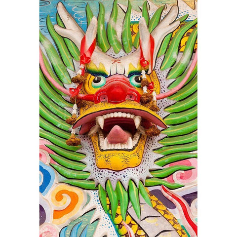 Thailand-Chonburi Province-Khao Sam Muk Shrine Dragon head sculpture Black Modern Wood Framed Art Print with Double Matting by Haseltine, Tom