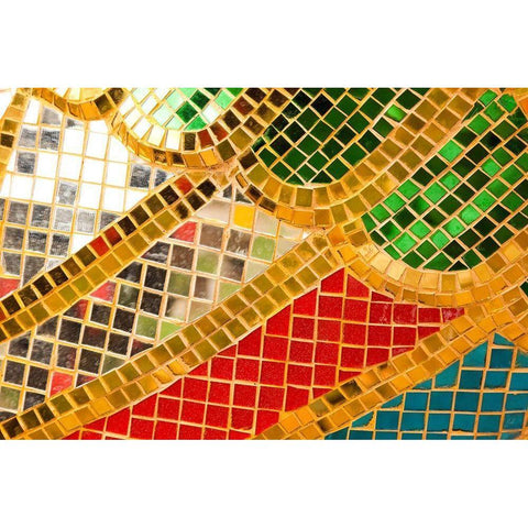 Thailand-Colorful mosaic abstract Black Modern Wood Framed Art Print by Haseltine, Tom